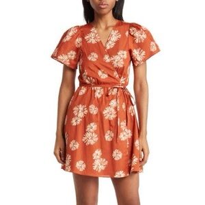 Madewell Floral Orange Wrap Dress